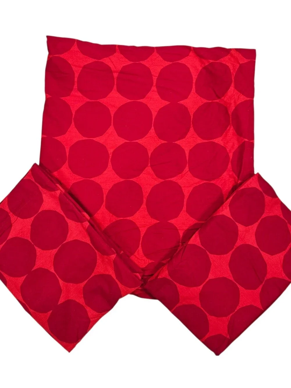 VTG Marimekko PIENET KIVET FULL Flat Sheet & STD Pillowcases Red Circles Cotton